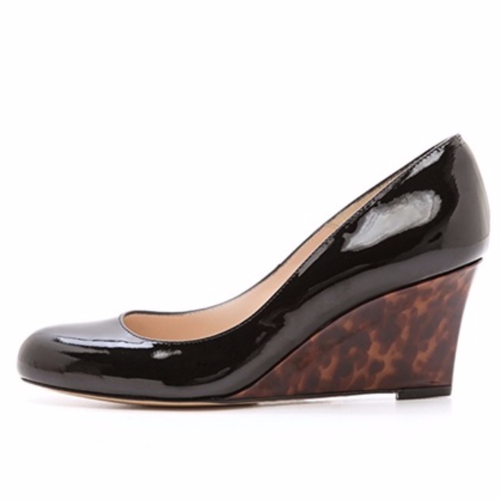 LK Bennett Patent Zahara Wedges in Black size 8